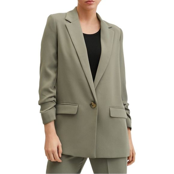 Mango Jackets & Blazers - Mango Ruched-Sleeve Single-Breasted Blazer